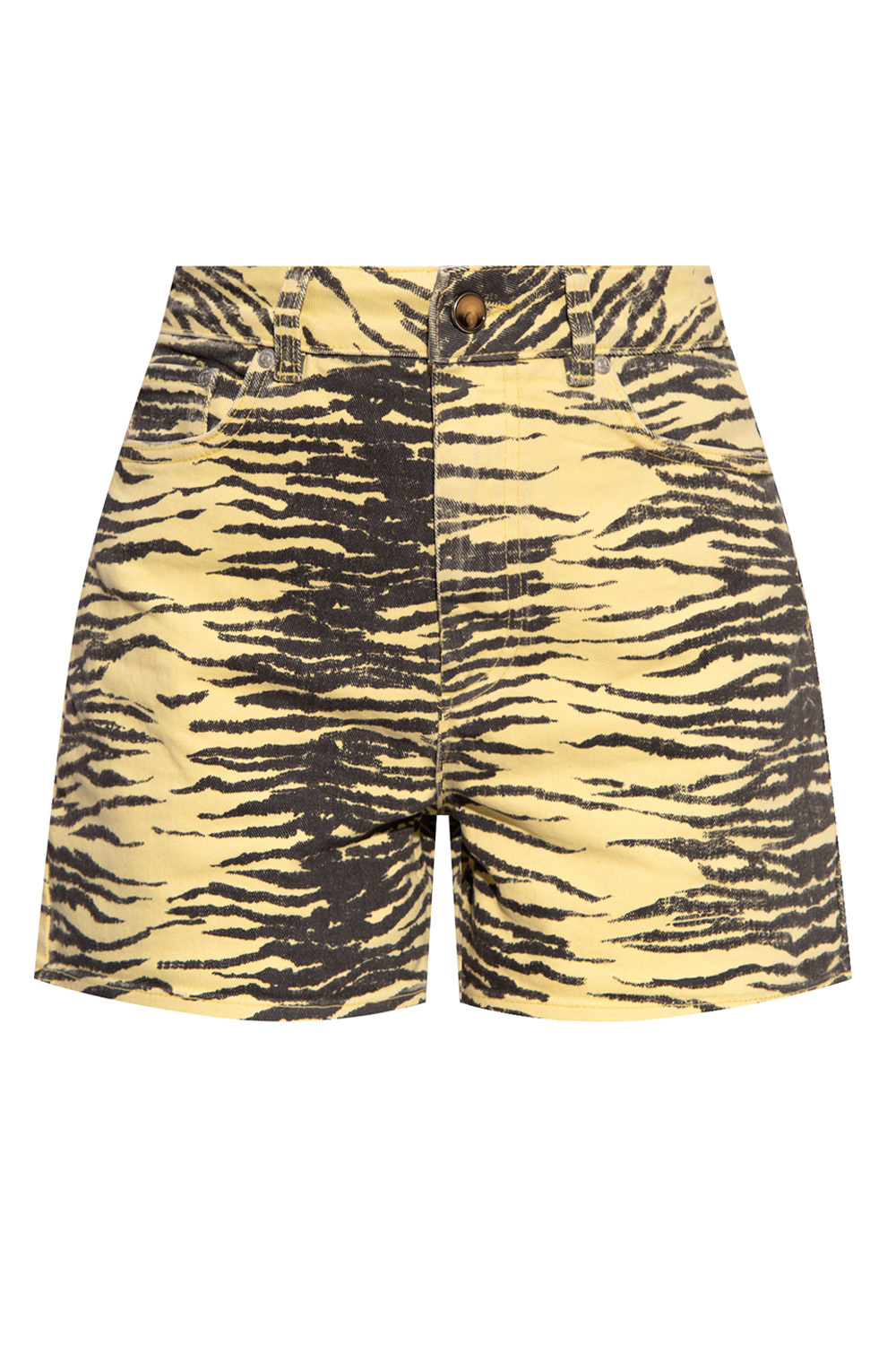 Yellow Shorts with animal motif Ganni